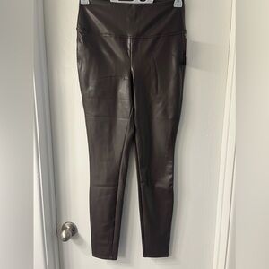 Dark Brown Faux Leather Leggings Medium